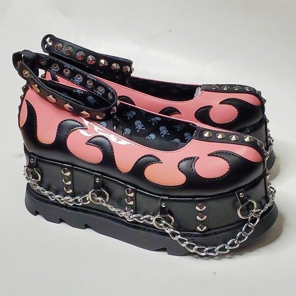 Chunky Platforms Flaming Pink Mary Janes Size 9 - Picture 6 of 14